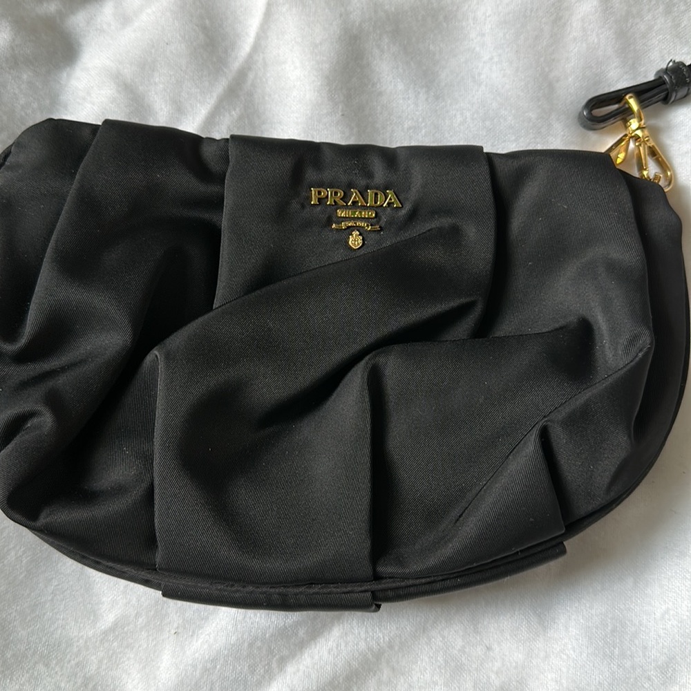 Authentic Prada Tessuto Nylon Black Wristlet Clutch